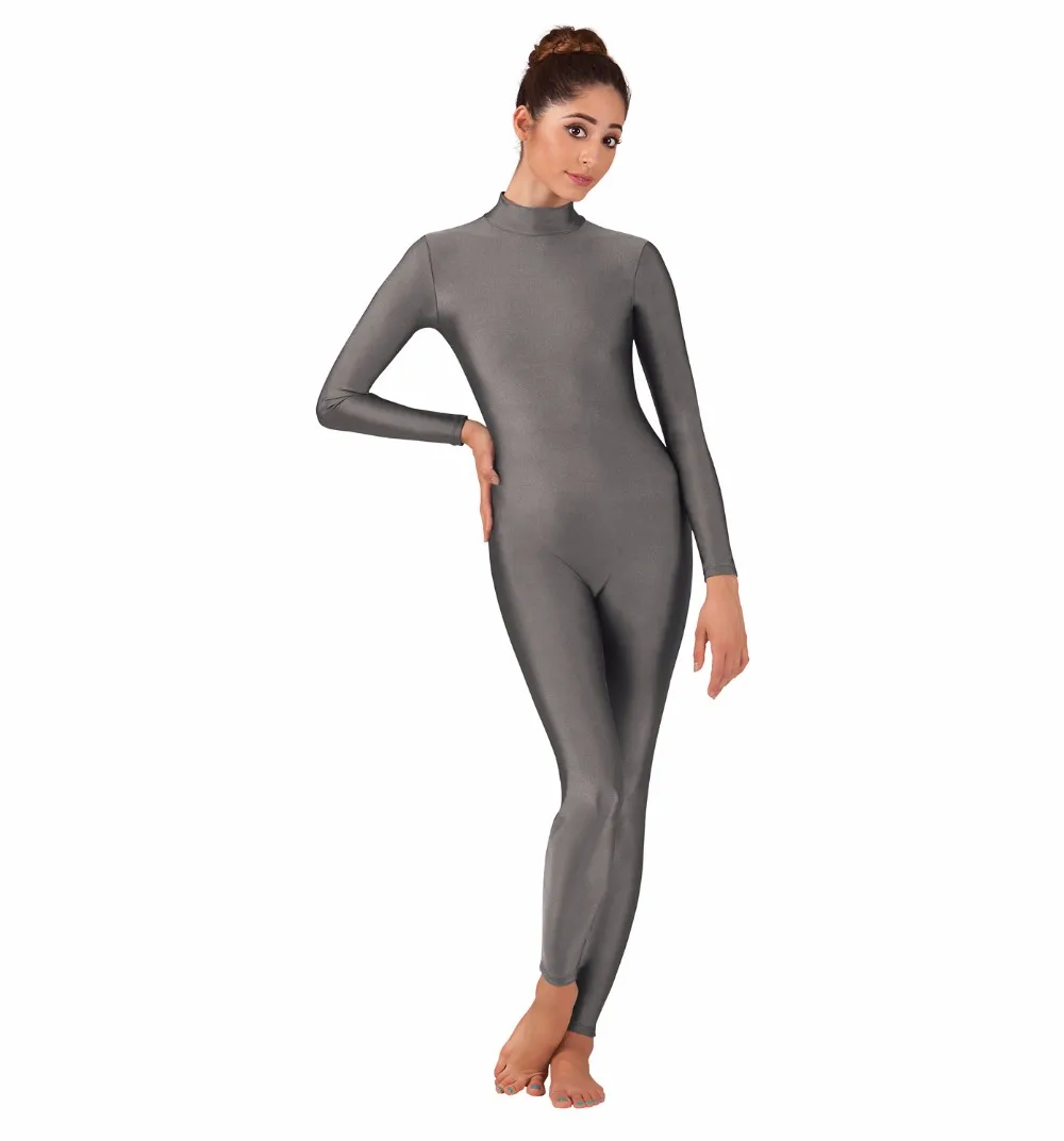 

Icostumes Women Mock Neck Long Sleeve Black Unitard Turtleneck Gymnastics Unitard Dancewear Full Body Lycra Spandex Bodysuits