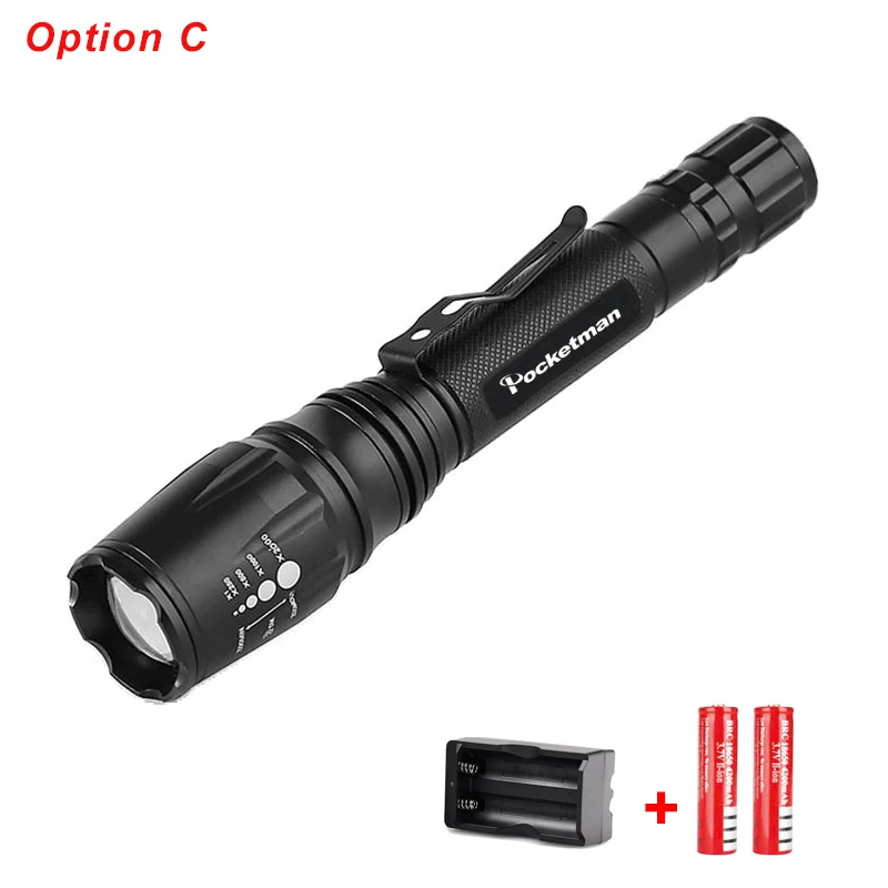 Option C Супер яркий светодиодный светильник-вспышка Zoom XML-T6/L2 5 режимов, мощный светильник, Водонепроницаемый 7000 люмен, полицейский светильник-вспышка s 18650 фонарь светильник s - Испускаемый цвет: Option C