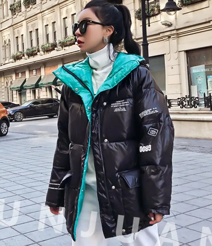 Черный Winter Jacket Women Down Jacket 90% White Duck Down Coats Thick Warm Hooded Female Waterproof Parka Snow Outerwear - Цвет: Черный