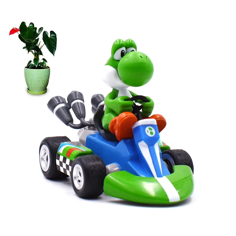 13 см аниме Super Mario Bros Kart вытяжной автомобиль Yoshi ПВХ фигурка кукла Коллекционная модель игрушки Рождественский подарок для детей
