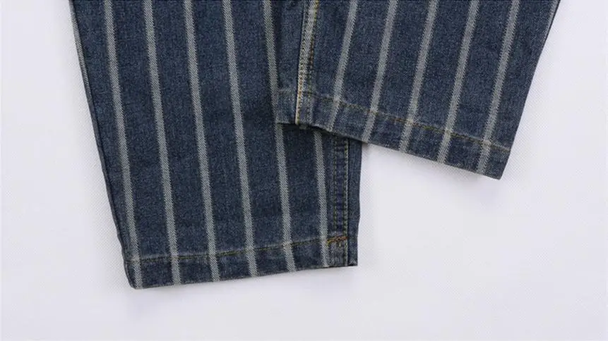 Женские хлопковые джинсы в полоску 2XL-6XL размера плюс новая Корейская версия на