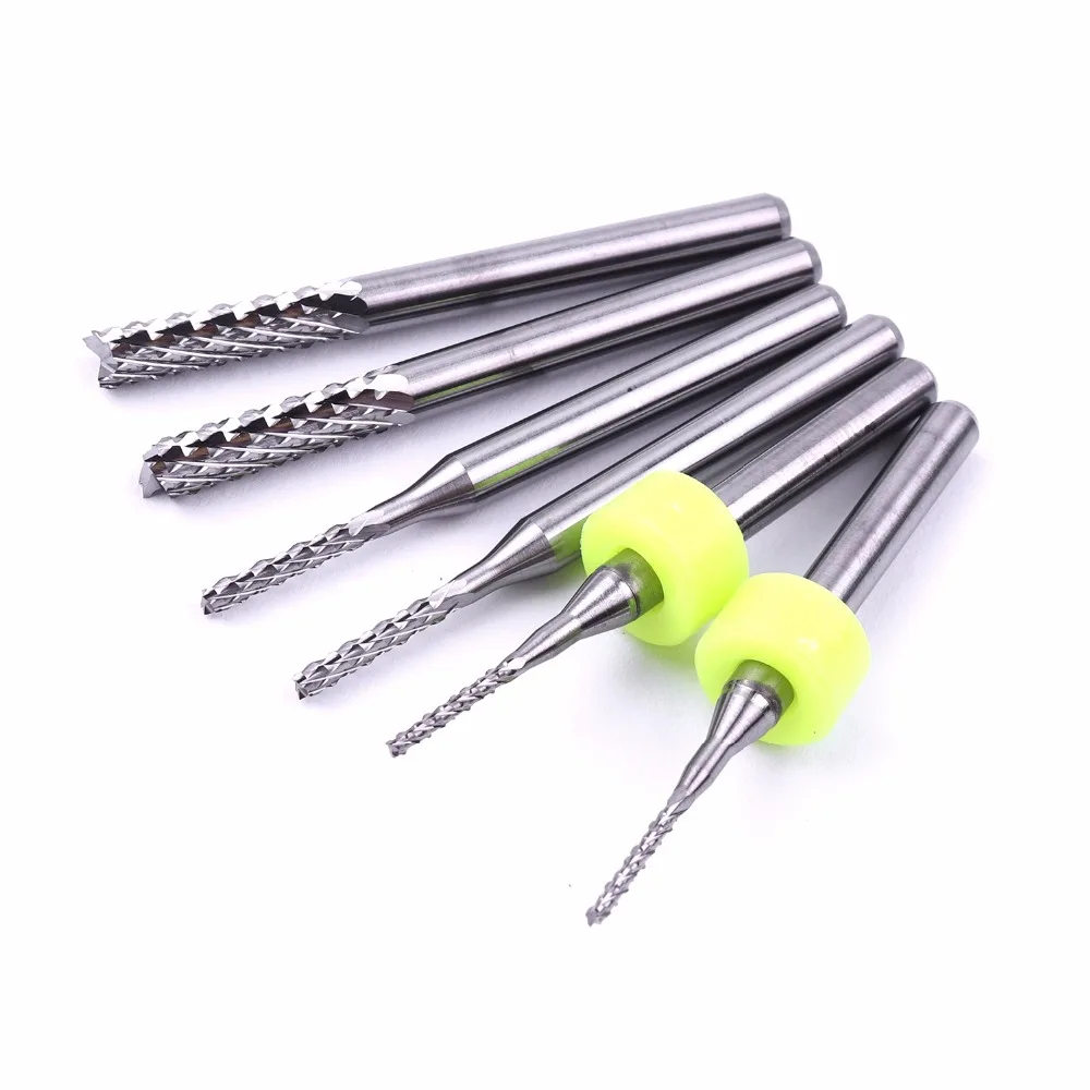New Arrival 6Pcs/Set PCB Milling Cutter 1/8&quot Shank For Gong Machine Corn CNC Router Bit 1mm 1.5mm 3.175mm | Инструменты