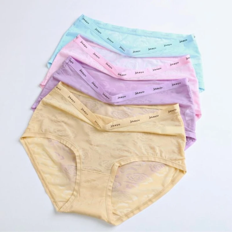Sexy Hollow Out Women Briefs Floral Jacquard Weave High Elasticity Low Rise Underpants Solid Red Pink Lavender Girl Underwear |