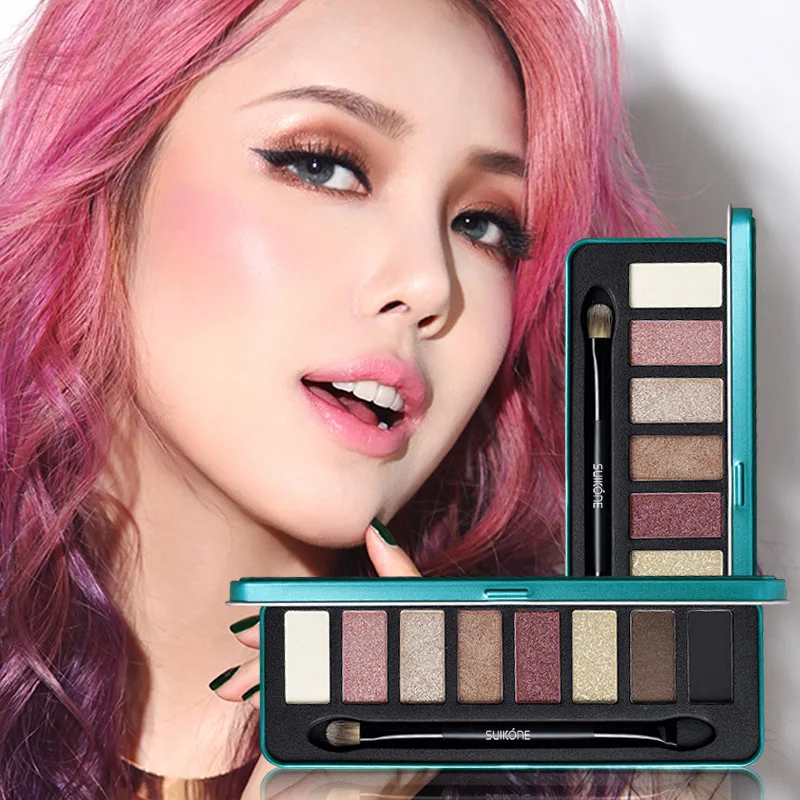 Профессиональный макияж бренд 8 теплых оттенков матовые блестящие тени для век