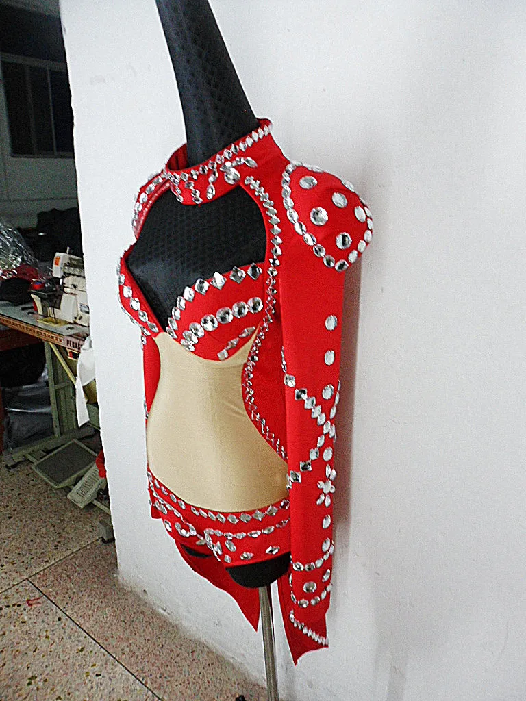 Green Seaweed Rhinestones Stretch Skinny Women Jumpsuits Nightclub Sexy Dance Costumes Bodycon Leotard Stage Performance Wear