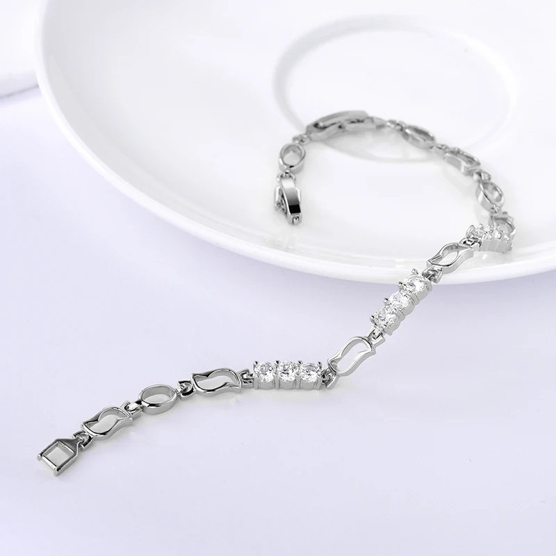 Женский простой браслет GULICX желтый золотой цвет белый кристалл кубический