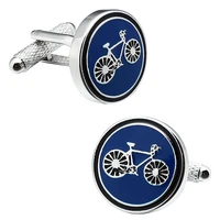 hawson bicycle pattern cufflinks with blue enamel interesting cuff links button for mens shirt