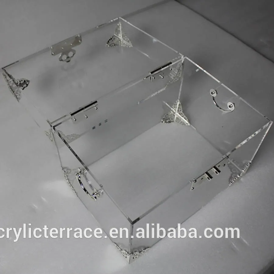 ONELUX Clear Acrylic Storage Chest, Lucite Trunk Coffee Table with 2 Metal Color Options image 5