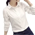 Женские рубашки в полоску с длинными рукавами из 100% хлопка, Blusas, летняя и осенняя Повседневная блуза с вырезами, топ для девочек, тонкий DF2426