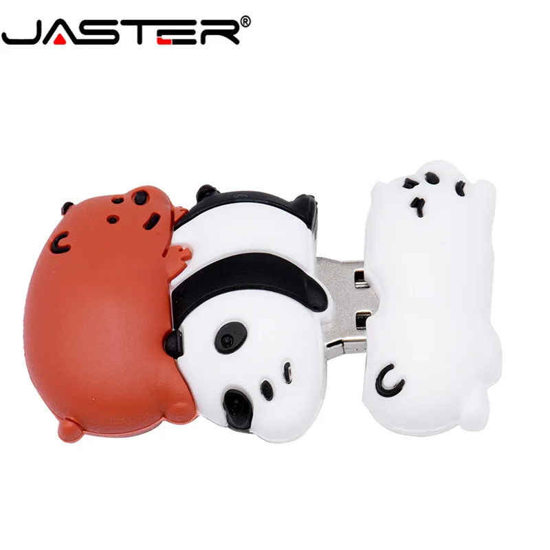 JASTER флеш-диск USB 2,0, милая мультяшная Флешка с тремя медведями, флешка, 4 ГБ, 16 ГБ, 32 ГБ, 64 ГБ, животный U диск