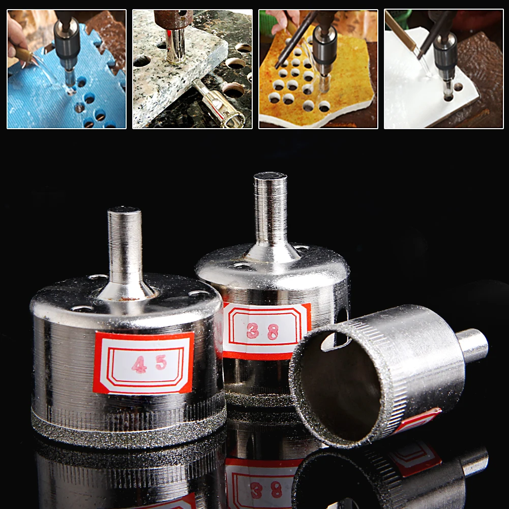 3Pcs 28/38/45mm Diamond Coated Core Saw Hole Drill Set For Glass Marble Tiles | Инструменты