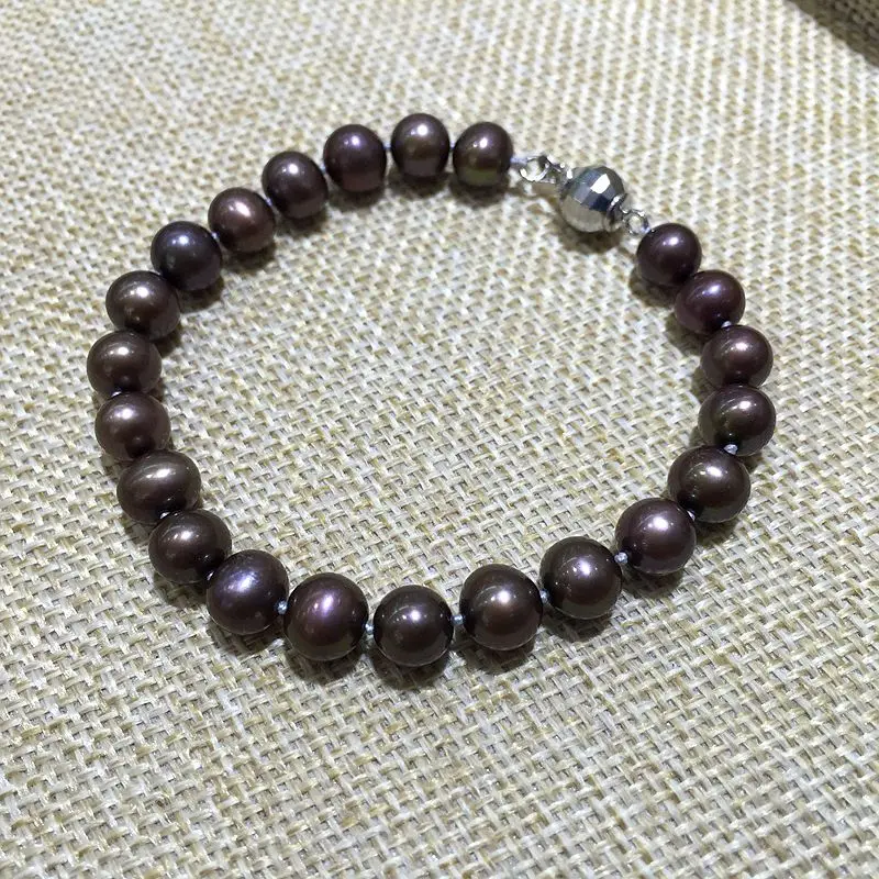fine jewelry set brown color good quality perfectly round 100% natural Cultured freshwater pearls Classic necklace choker | Украшения и