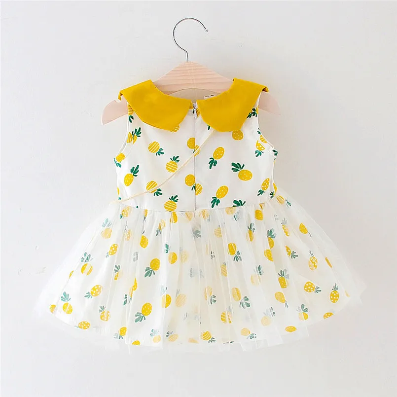 Платье для маленьких девочек платье в клеточку с фруктовым принтом принцессы