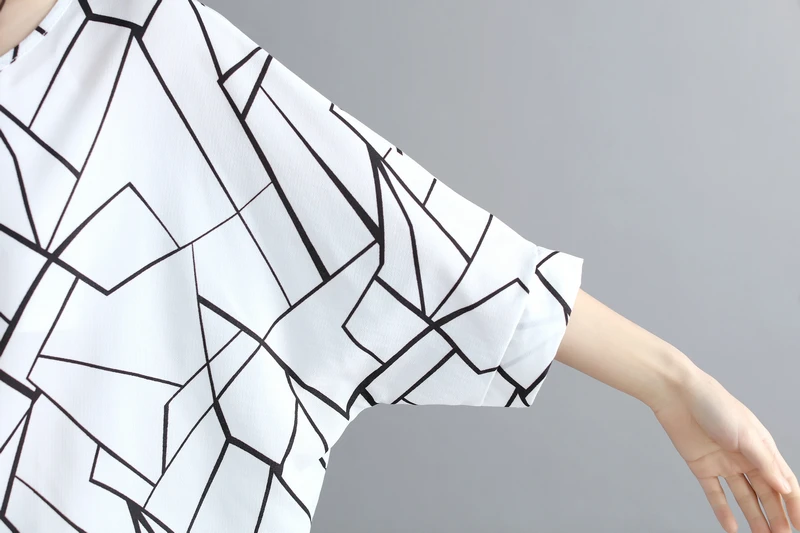 Женская шифоновая футболка в полоску Повседневная Свободная Мягкая большого