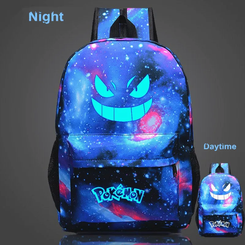 Pokemon 001 Pouplar, Светящийся рюкзак с принтом игры покемон го, Pokemon Gengar, рюкзаки, школьные сумки для девочек-подростков, Mochila Feminina - Цвет: Pokemon 001