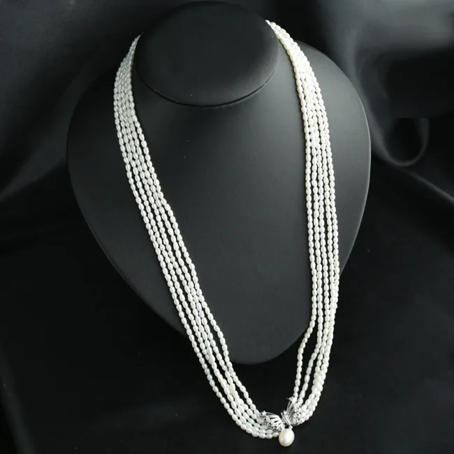 Ожерелье многослойное с натуральным жемчугом 5 рядов|natural pearl necklace|necklace longnecklace best |