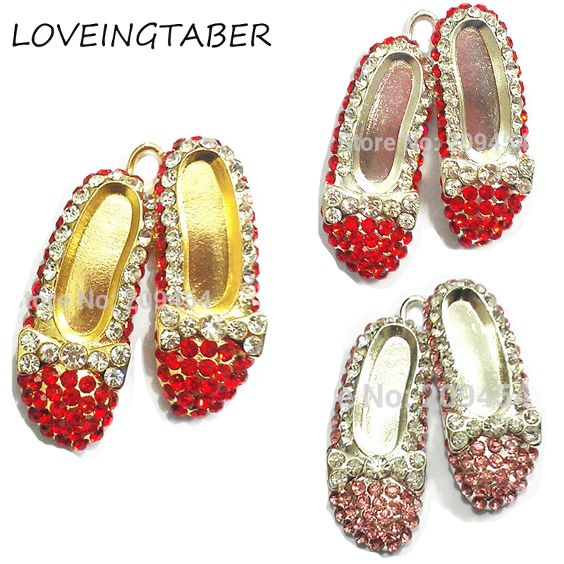 

( Choose Style First ) 50mm*40mm Each Style 10pcs/bag Rhinestone Slippers Pendants For Chunky Kids Necklace Pendants