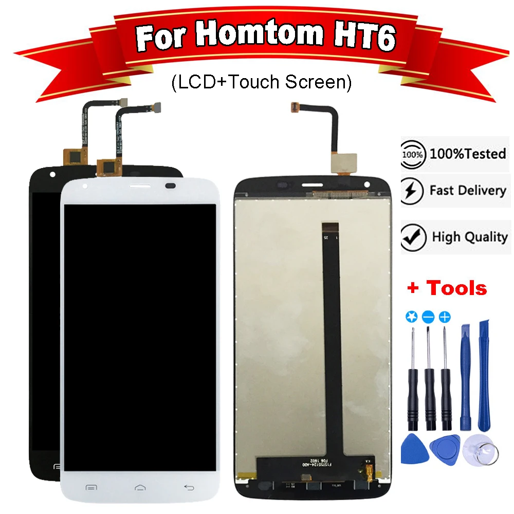 ЖК-дисплей 5 дюйма для HOMTOM HT6 + стеклянный дигитайзер сенсорного экрана в сборе