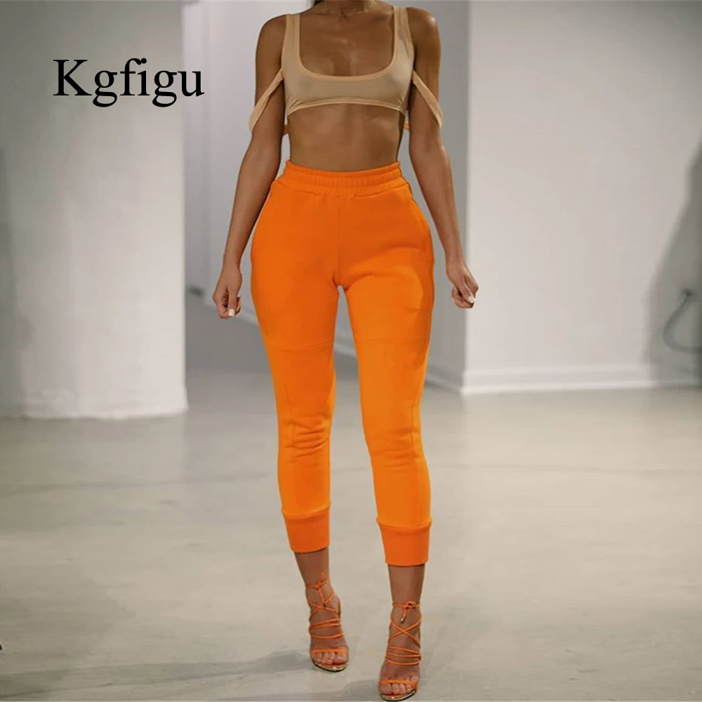 KGFIGU осенние женские модные повседневные штаны для фитнеса, женская уличная одежда с высокой талией, штаны для бега, обтягивающие брюки, Прямая поставка