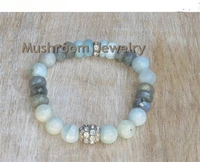 pave crystal beads stretch beads bracelet power healing bracelet labradorite aquamarine beaded bracelet bracelet