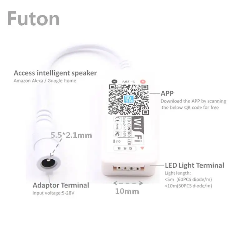 DC5 ~ 24 В беспроводной Смартфон Wi Fi пульт дистанционного управления для RGB
