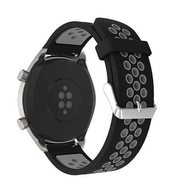 black gray Дышащий силиконовый ремешок для HUAWEI WATCH GT 22 мм ремешок Браслет спортивный сменный ремешок для часов gear S3 amazfit Stratos 2/2S - Цвет: black gray