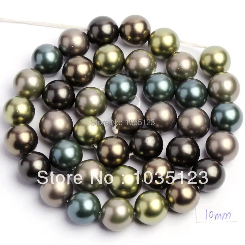 

High Quality 8/10mm Multicolor Shell Smooth Round Shape Loose Beads Strand 15" DIY Creative Jewellery Accessories w133
