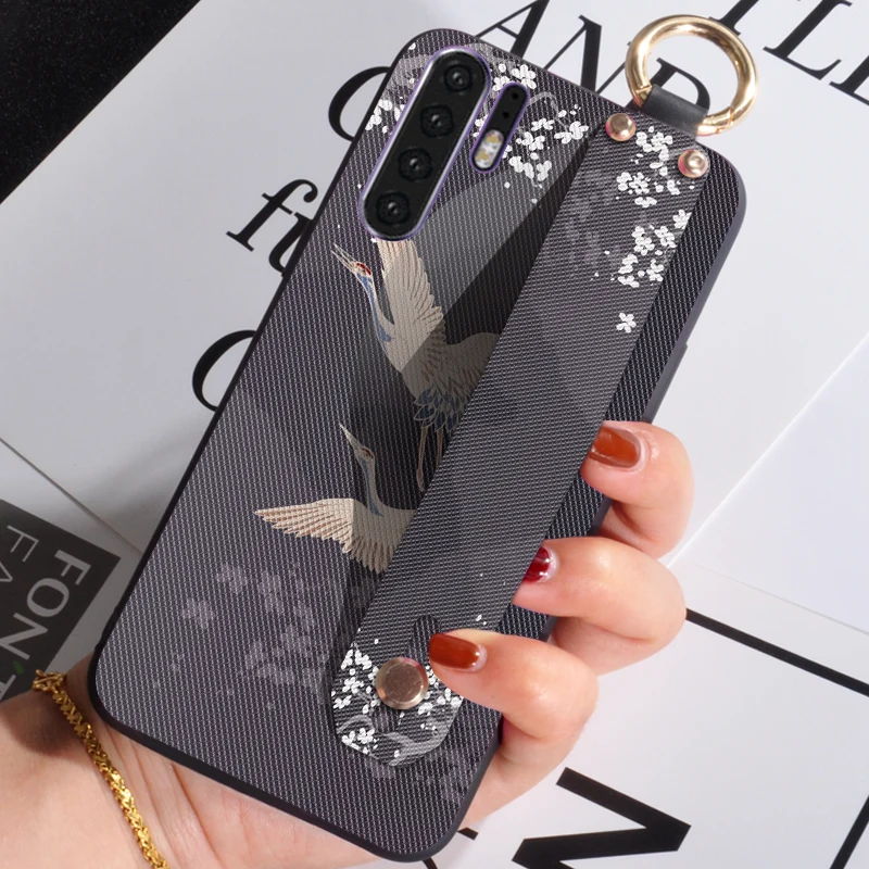 Силиконовый чехол с 3D цветами для Huawei P20 Pro P30 Lite ремешком на запястье девушек Honor