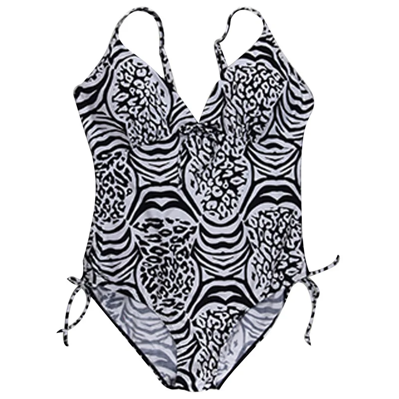 New bathing suit 2019 body high waist one piece plus size swimwear low cut string sexy print Brazil swimsuit | Спорт и развлечения