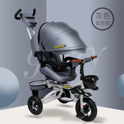 Туристический трехколесный велосипед L с прицепом MICR trike XL для детей от 1 до 7 лет, большая детская коляска, детский велосипед, багги, велосипедный зонт - Цвет: бледный розовато-серый