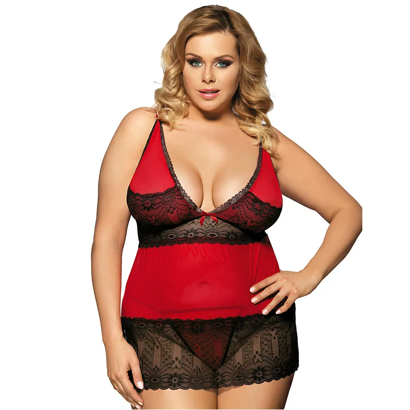 Женское Сексуальное белье в стиле babydoll с v образным вырезом и цветочным кружевом