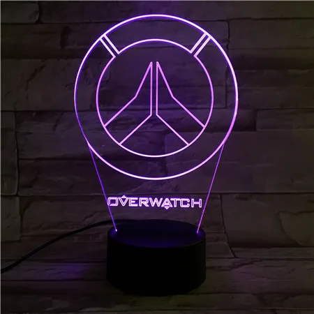 logo Светодиодный ночник для детей игра Overwatch Hero Reinhardt Wilhelm фигурка подарок для украшения для детской комнаты стол 3d лампа спальня - Испускаемый цвет: logo