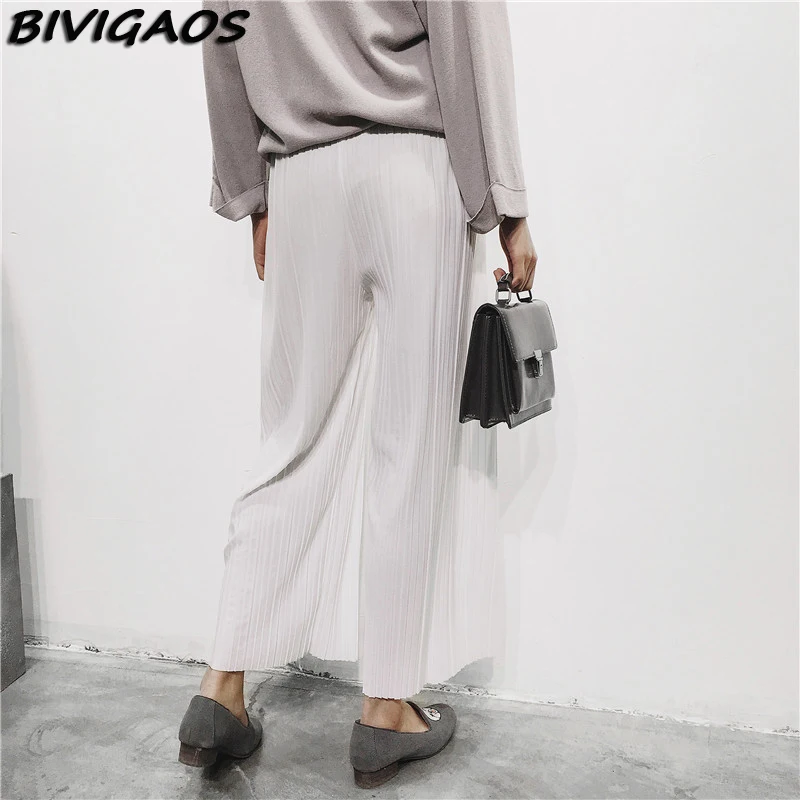 Брюки женские шифоновые с широкими штанинами модные тонкие плиссированные