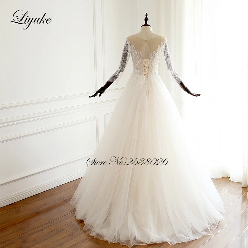 Простое свадебное платье-трапеция Liyuke с V-образным вырезом и кристаллами цвета