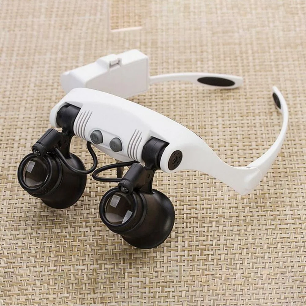ACEHE Lightweight Foldable Headband Design Binoculars Magnifier Glasses LED Magnifying Glass With 2 Light for Jewelry Repair | Инструменты