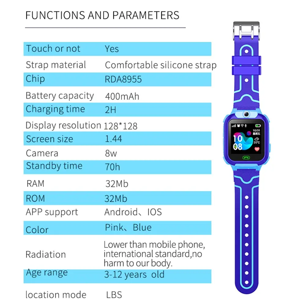 Q12B Водонепроницаемые Детские Смарт часы SOS Antil lost Smartwatch 2G sim карты вызова