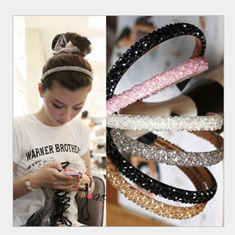 Мода 1 шт./лот леска Блестящий Кристалл повязка для волос с бисером обруч девушка