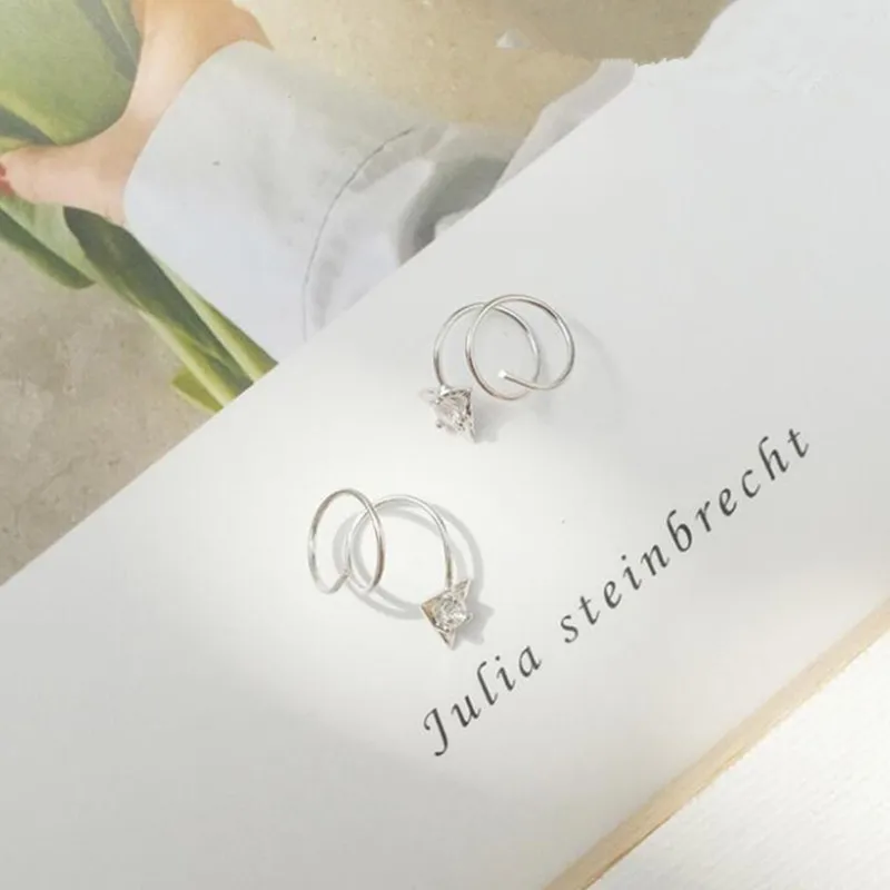 EM099 Fashion Personality Spring Spiral Double Layer Stud Earring Women Girl Silver Plated Jewelry Wholesale | Украшения и