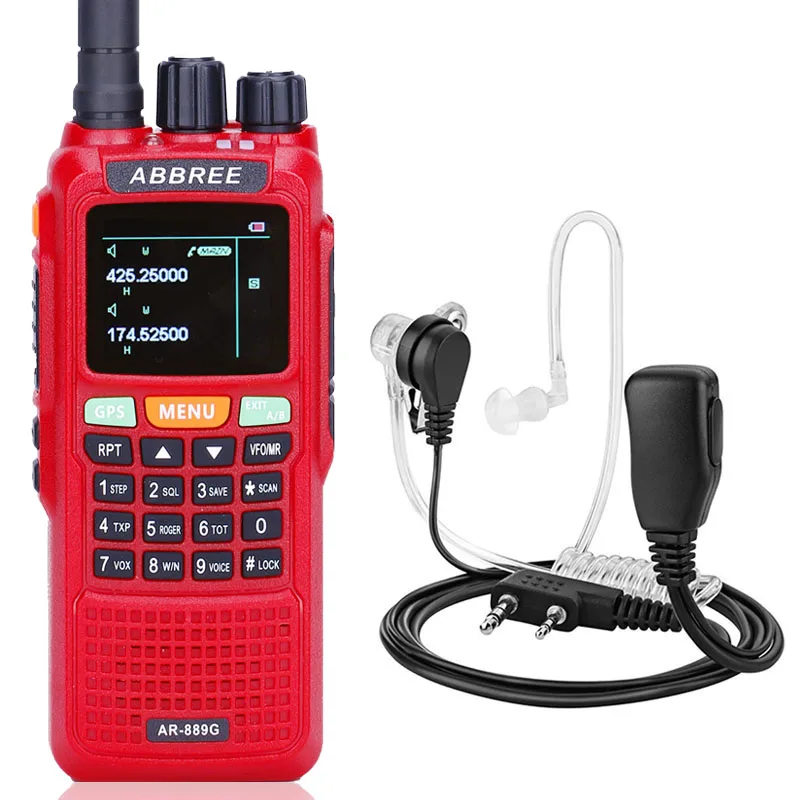 red ABBREE AR-889G рация с GPS 10 Вт Ночная подсветка дуплексный ретранслятор двухдиапазонный двойной приемный Ham CB радио+ гарнитура - Цвет: red