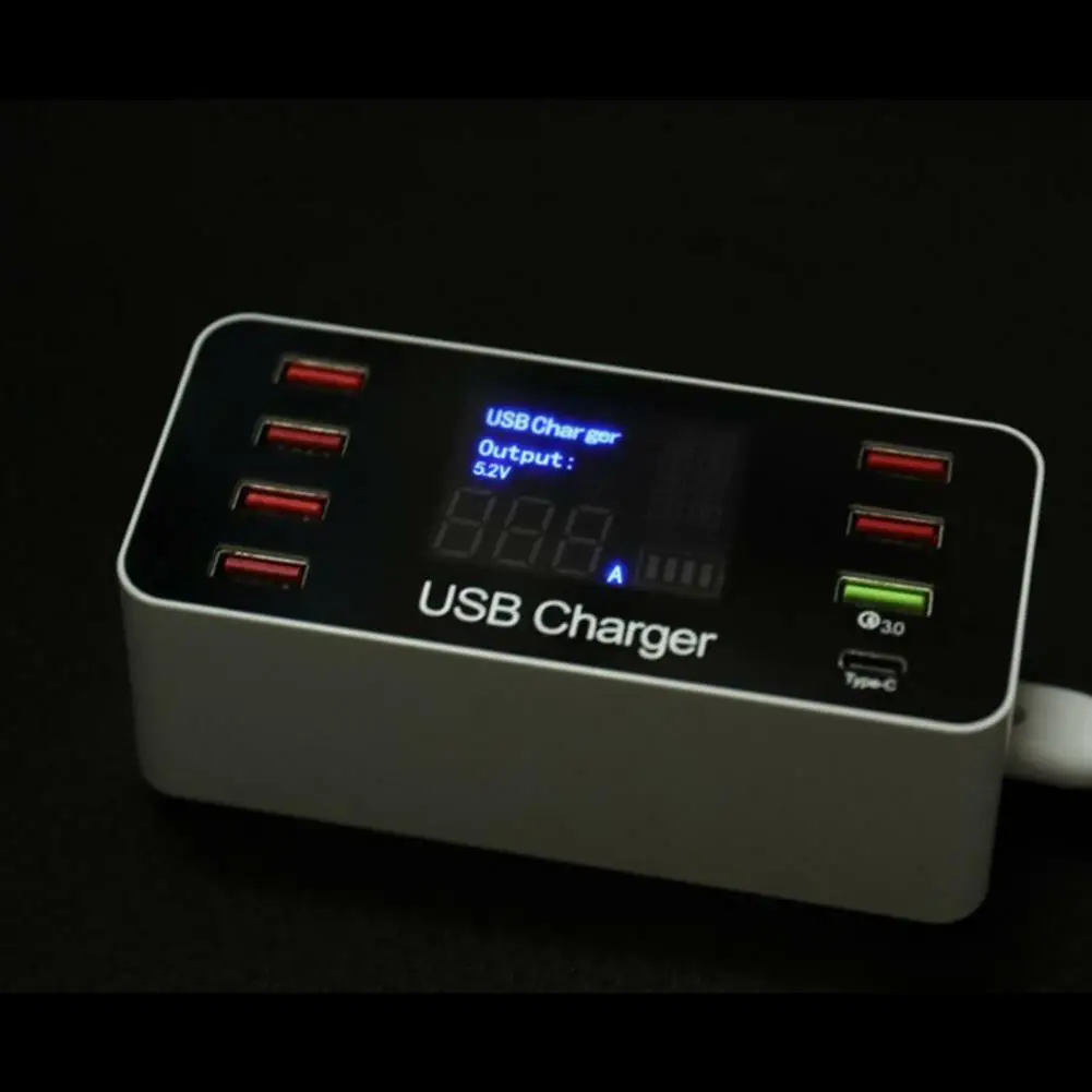8 портов USB зарядное устройство lcd цифровой дисплей 40 Вт Смарт для мобильного