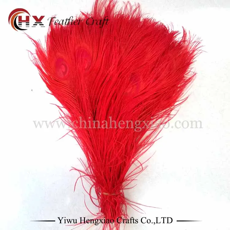 red Лидер продаж! 50 шт./лот, 25-30 см, цветные, оптом, дешевые, белые, павлиньи перья, глаза для свадебной вечеринки, украшения для дома - Цвет: red
