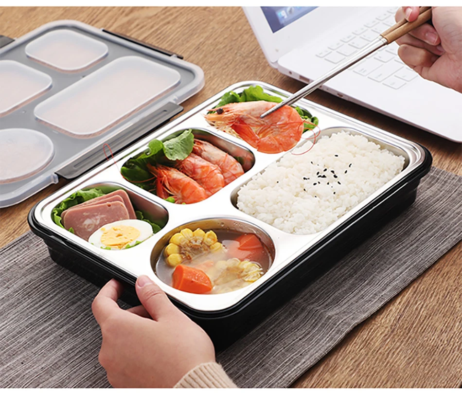 Baispo Leakproof Lunch Box Thermal Bento Box with Tableware Food Container with Compartments For Students Office Worker