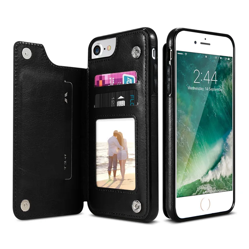 Black Kisscase флип-чехлы из искусственной кожи чехол для iPhone X 7 8 6 6S Plus XR XS MAX Винтажный чехол для телефона s для iPhone 11 Pro Max 5 5S SE задняя крышка чехол на айфон 7 6 s xr 8 11 - Цвет: Black