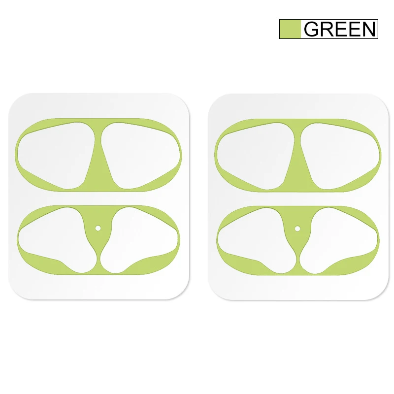 2 set green 2 комплекта ультра тонкая защита для кожи для Airpod Earpods металлическая пленка железные стикеры стружки пылезащитные AirPods стикер наушники - Цвет: 2 set green