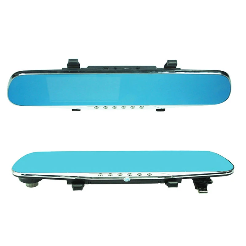 4 3 ''двойной объектив HD Автомобильный видеорегистратор синее зеркало заднего