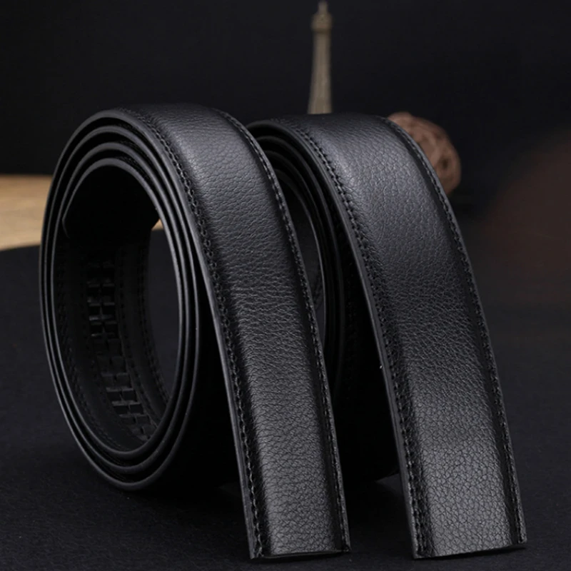 new men's automatic 3.5cm belts No Buckle Belt Brand Belt Men High Quality Male Genuine Strap Jeans Belt  longer 160cm harajuku
