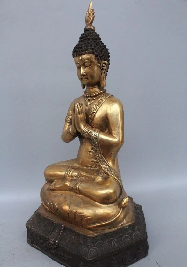 16&quot Tibet Tibetan Buddhism Bronze Seat Thailand Ayutthaya Maitreya Buddha Statue | Дом и сад