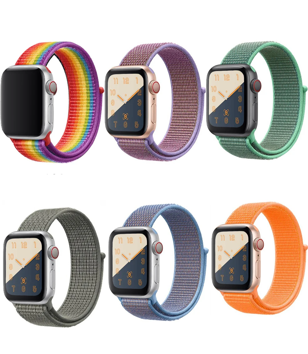 Светоотражающий браслет Спортивная петля для Apple Watch band 44 мм 42 40 38 тканый