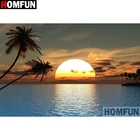 Алмазная 5D картина HOMFUN дерево, море, закат, алмазная вышивка из смолы, вышивка крестиком, домашний декор A25946