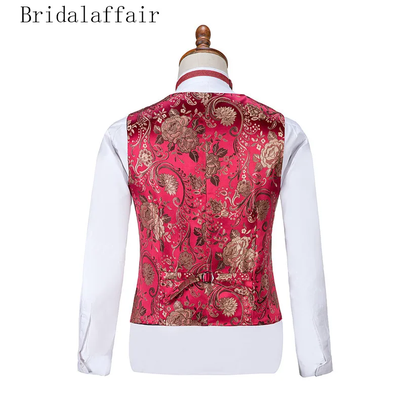 Bridalaffair элегантный пион цветы жаккард Мужские свадебные костюмы Slim Fit 3 шт смокинг